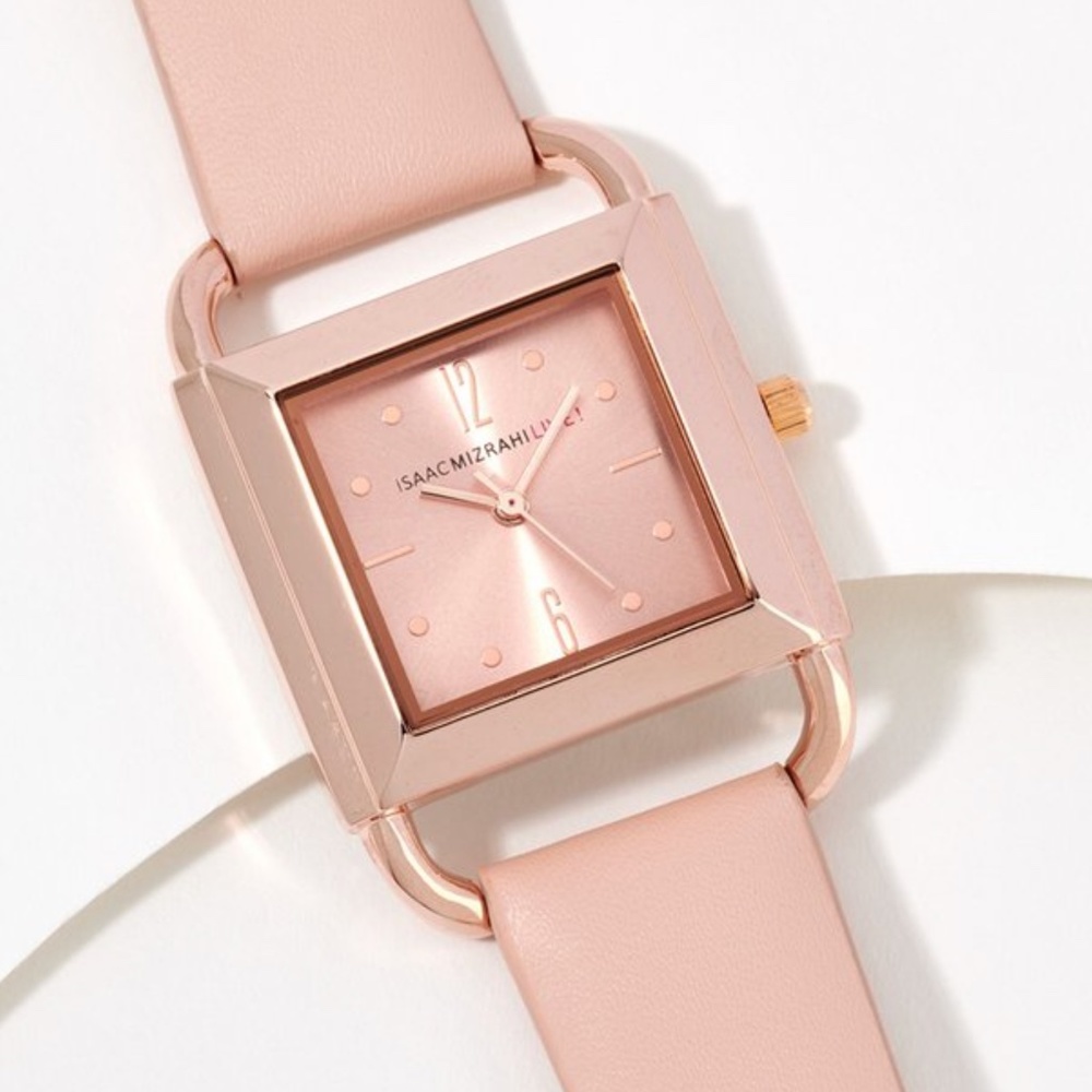 New Designer Pink Watch by Isaac Mizrahi U-Shaped Case comes in Original Box